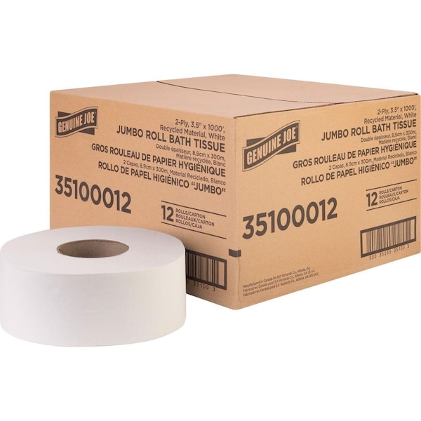 Chesterfield 3.50 in. x 1000 ft. 2-Ply Jumbo JR Bathroom Tissue, White CH3758146 - main